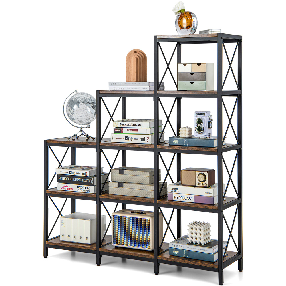 Costway 9 Cube Carbon Steel Brown Bookshelf Image 3