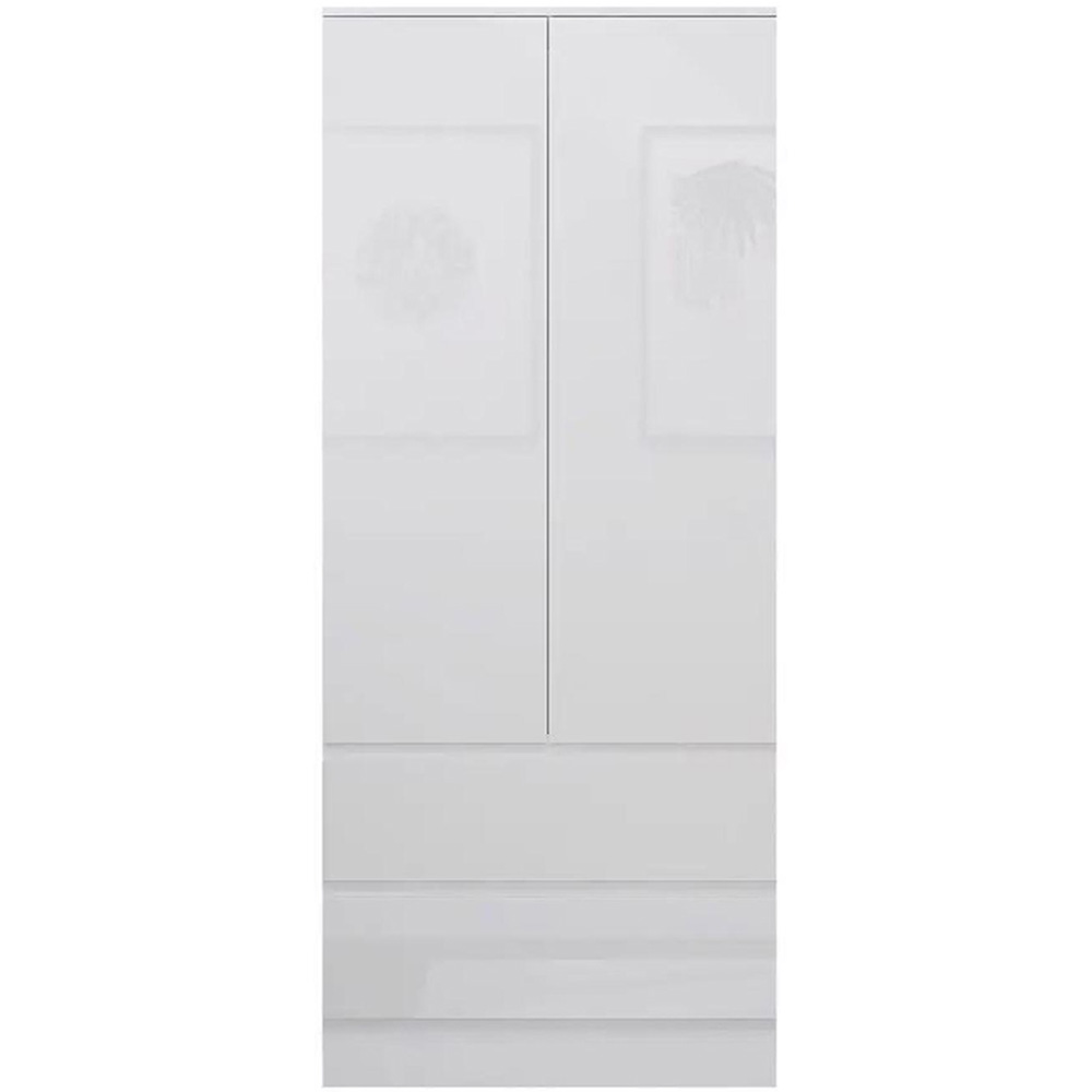 FWStyle Stora 2 Door 2 Drawer White Gloss Wardrobe Image 2