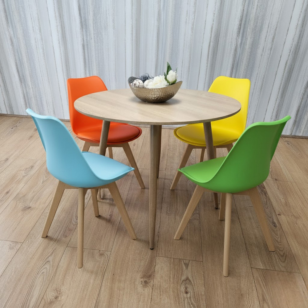 Kosy Koala 4 Seater Round Plastic Wooden Dining Set Multicolour Image 5