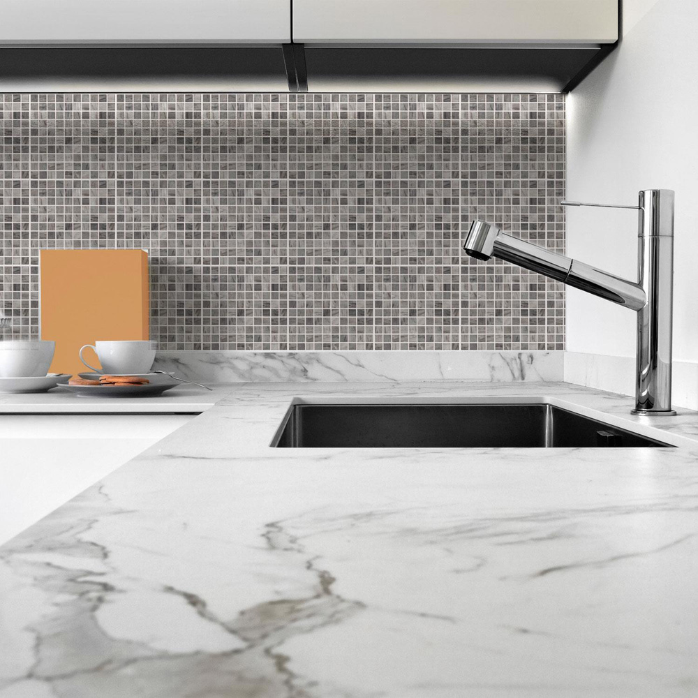 Walplus Picasso Grey Marble Mosaic Tile Sticker 24 Pack Image 1