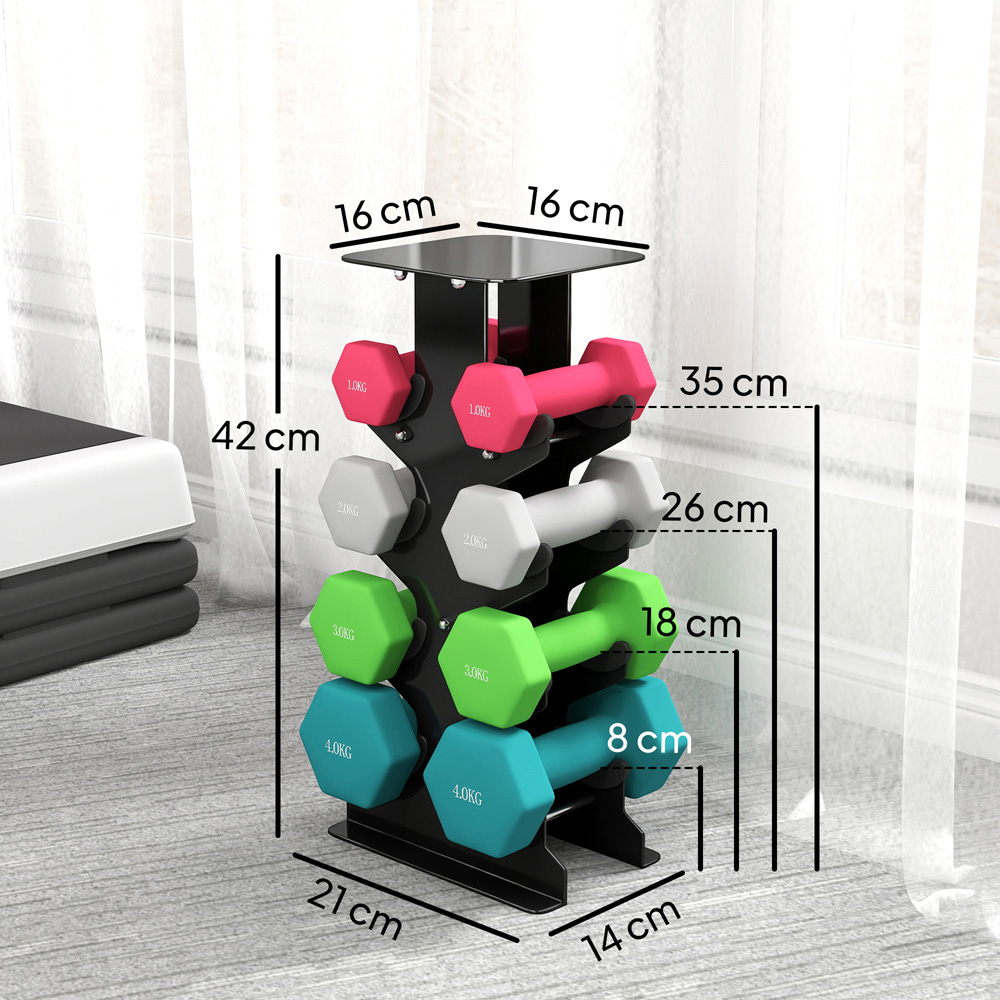 SPORTNOW Multicolour Hex Dumbbell Set with Rack 20kg 8 Pack Image 9