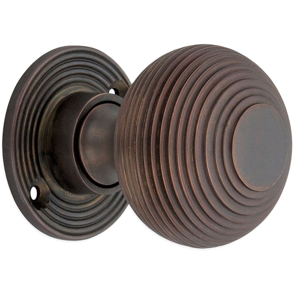 Spira Brass Aged Bronze Beehive Small 50mm Rim and Mortice Door Knob 2 Pack Image 3