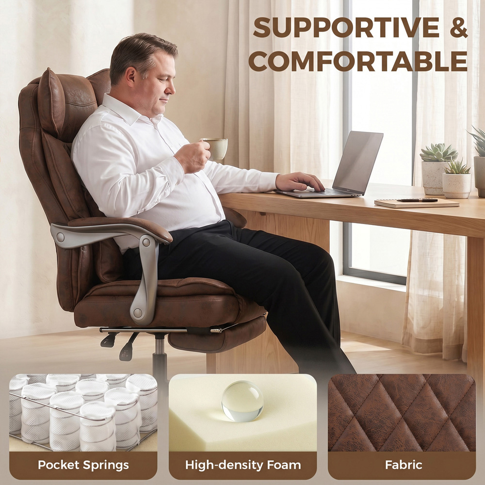 HOMCOM Dark Brown Big and Tall Office Chair with Lumbar Support Image 6