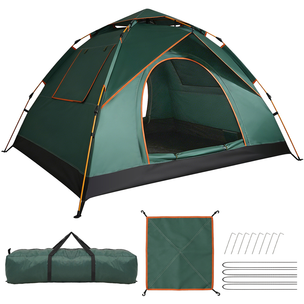 Willowmare 3-4 Person Waterproof Easy Setup Camping Tent Green Image 2