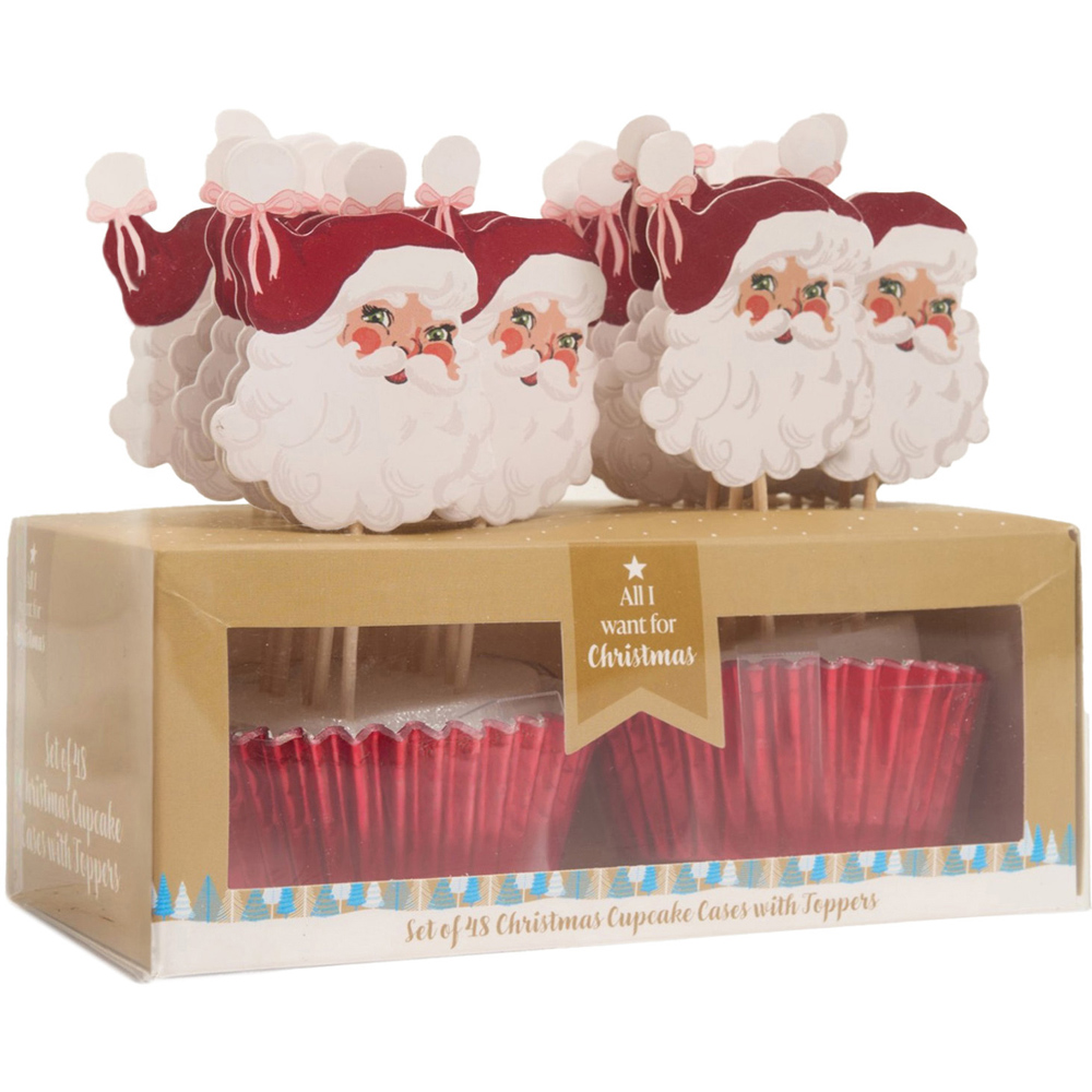 48 Piece Christmas Cupcake Cases and Toppers Image 9