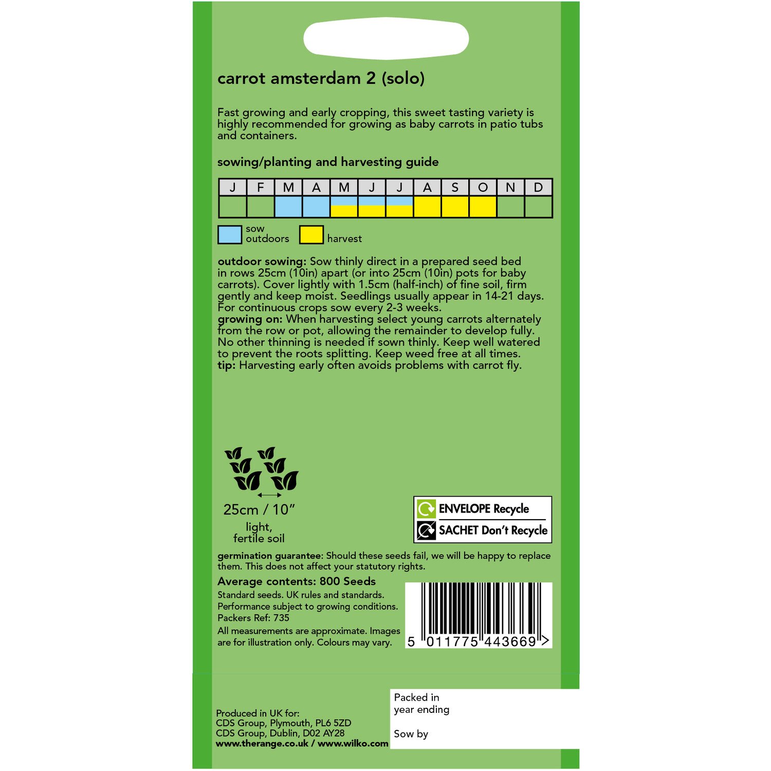 Wilko Carrot Amsterdam Solo Seeds Image 2