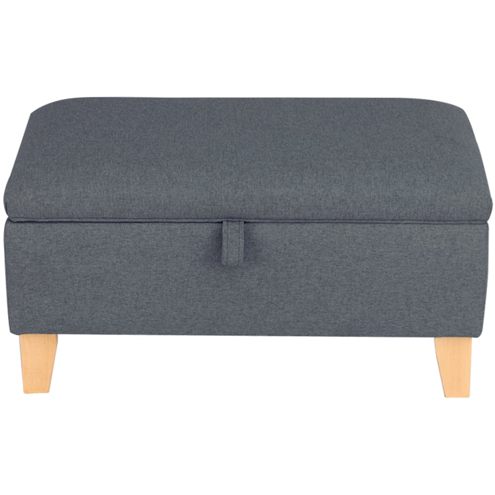 Living and Home Dark Grey Linen Upholstered Storage Ottoman Image 3