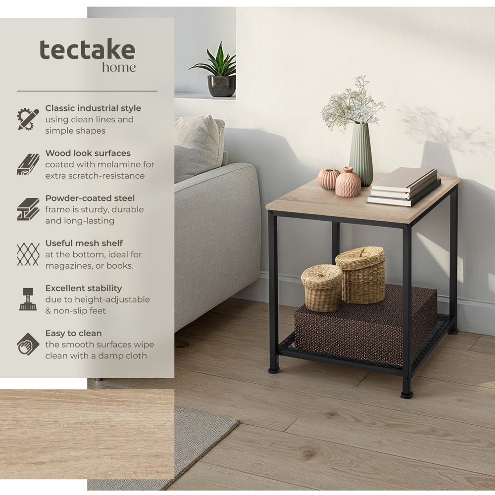 Tectake Derby Single Grid Shelf Sonoma Oak Bedside Table Image 2