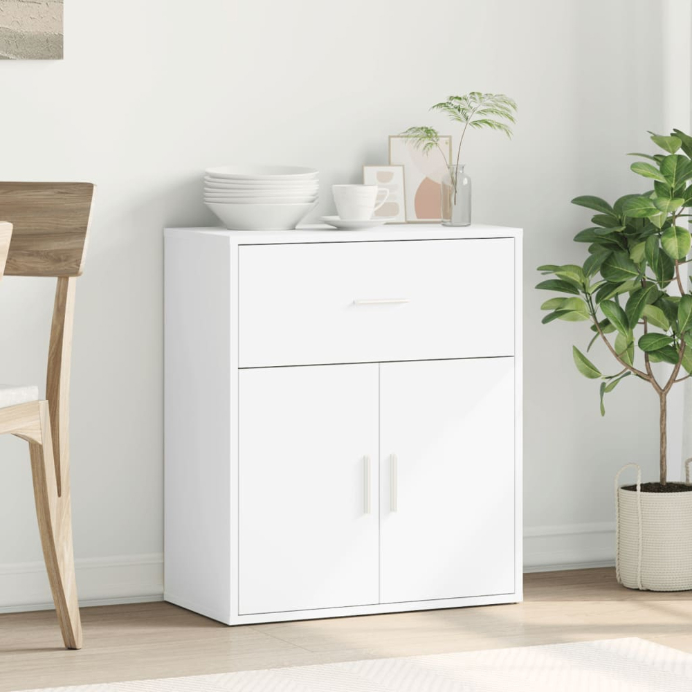 vidaXL 2 Door Single Drawer White Sideboard Image 3