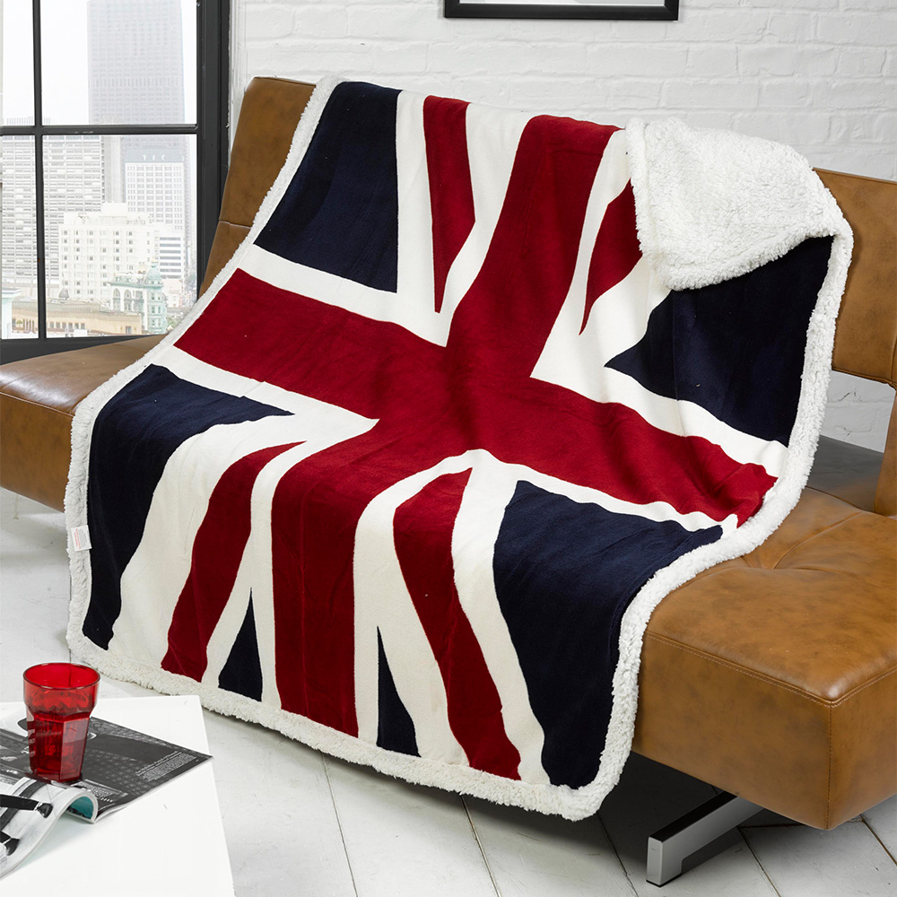 Rapport Home Red Union Jack Sherpa Fleece Reverse Throw 130 x 160cm Image 2