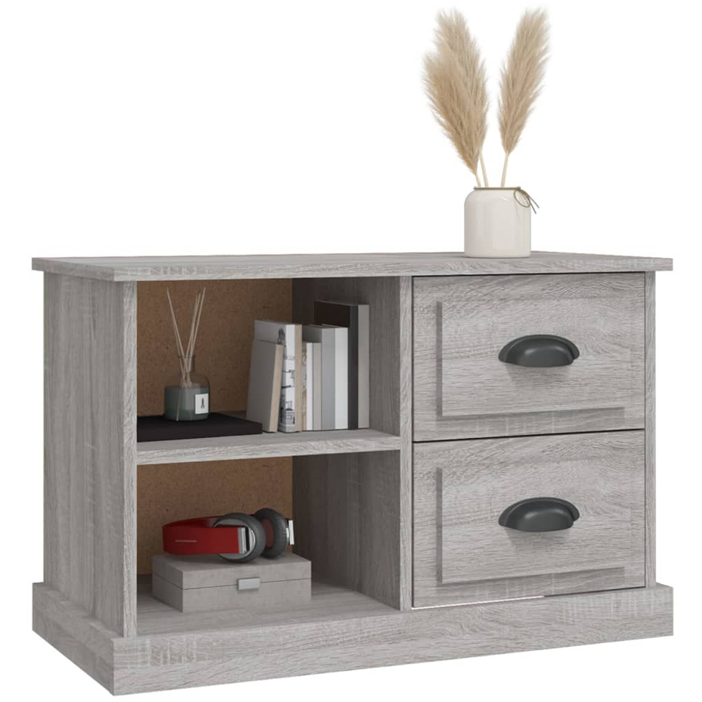 vidaXL 2 Drawer 2 Shelf Grey Sonoma TV Cabinet Image 3
