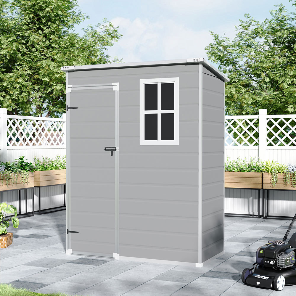 H&O Direct 5 x 3ft Grey Plastic Pent Tool Storage Shed Image 4