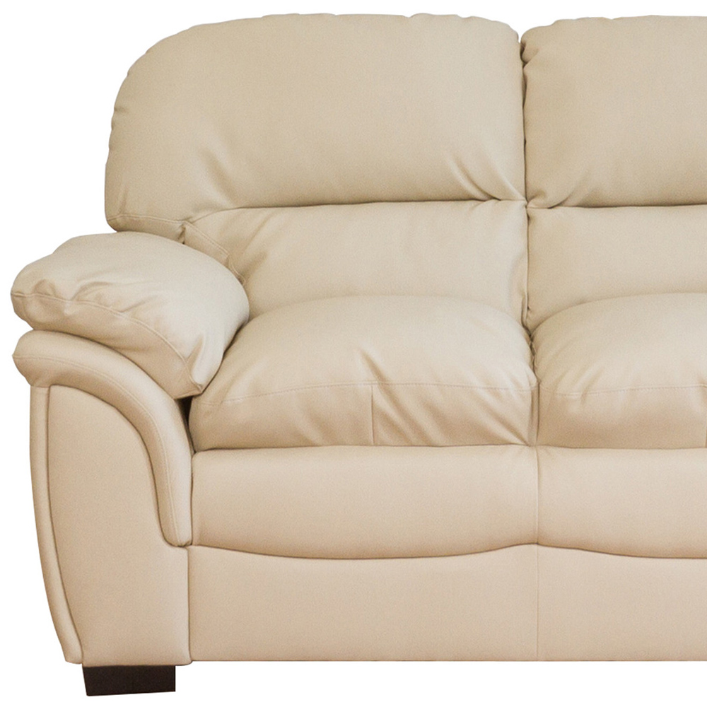 Leverton 2 Seater Cream Bonded Leather Sofa Image 3