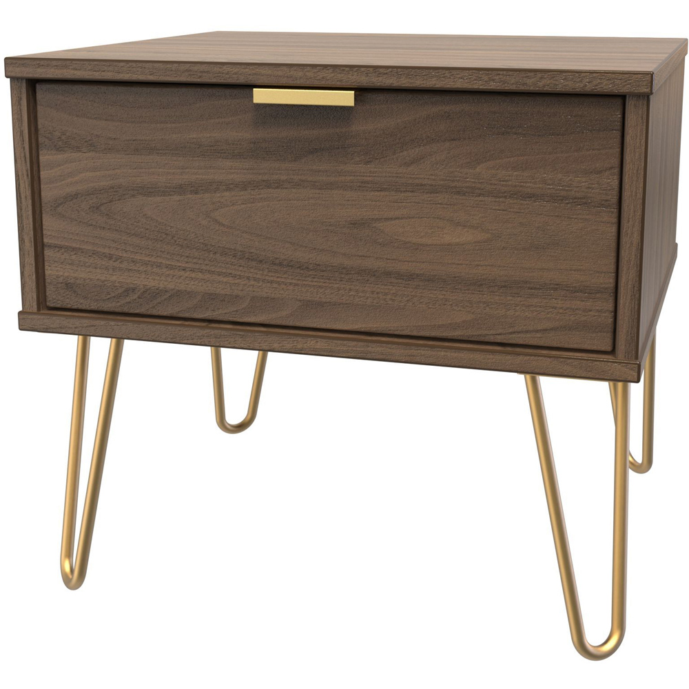 Crowndale Hong Kong Single Drawer Carini Walnut Wide Side Table Ready Assembled Image 2
