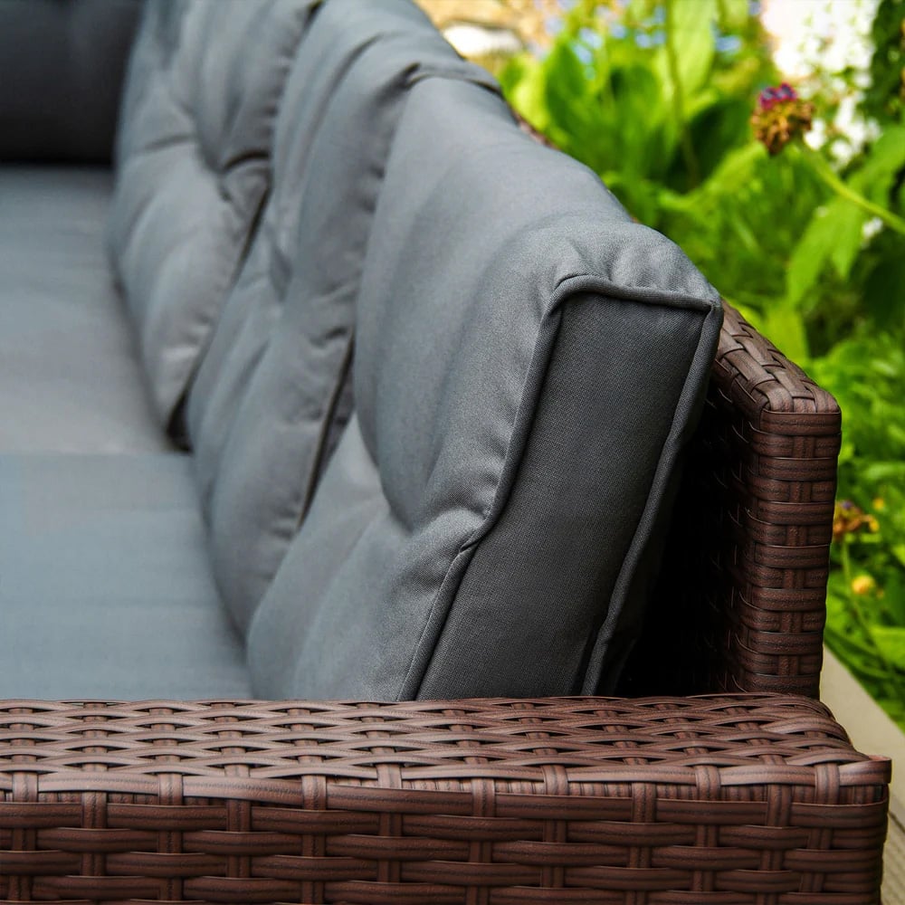 MonsterShop 9 Seater Brown Rattan Corner Lounge Set with Cushion Storage Box Image 5