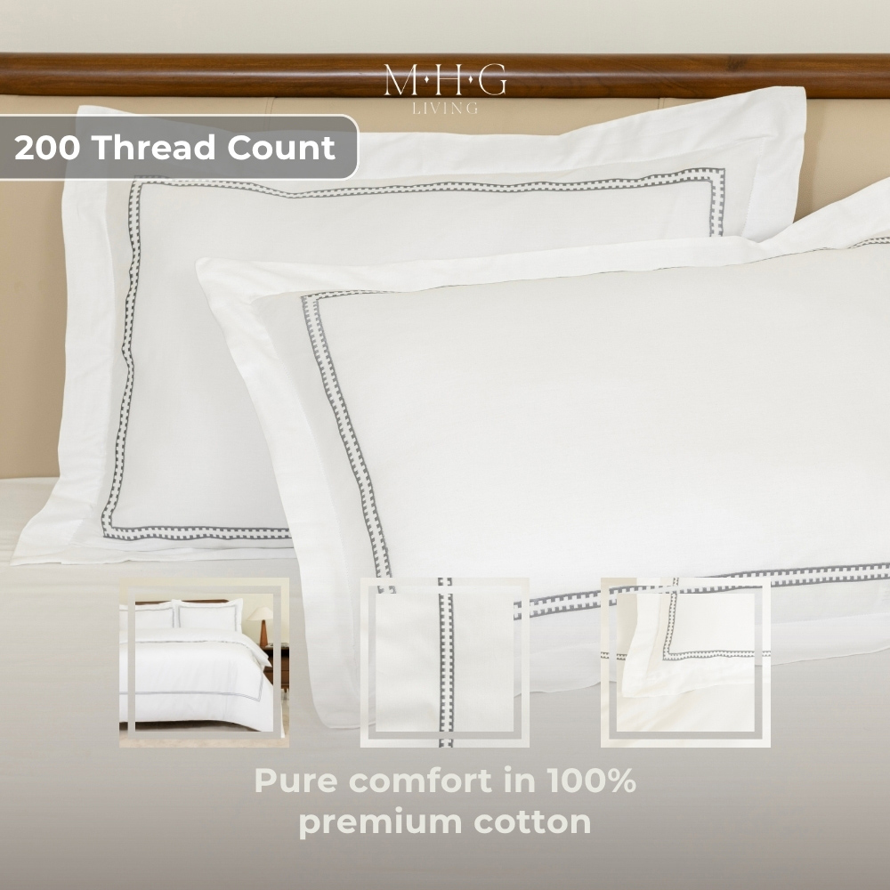 MHG Living King Size Mayfair Grey 200 Thread Count Duvet Cover Set Image 3
