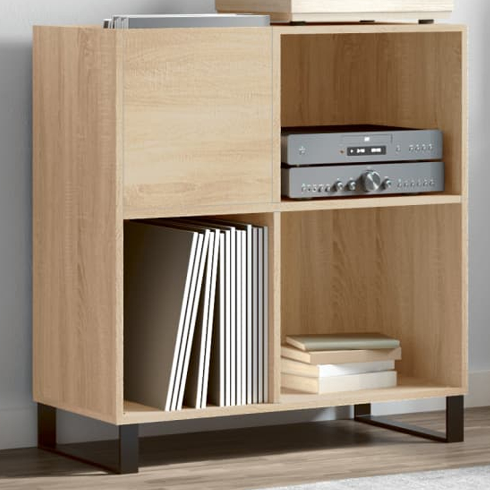 vidaXL 3 Shelf Sonoma Oak Record Cabinet Image 1
