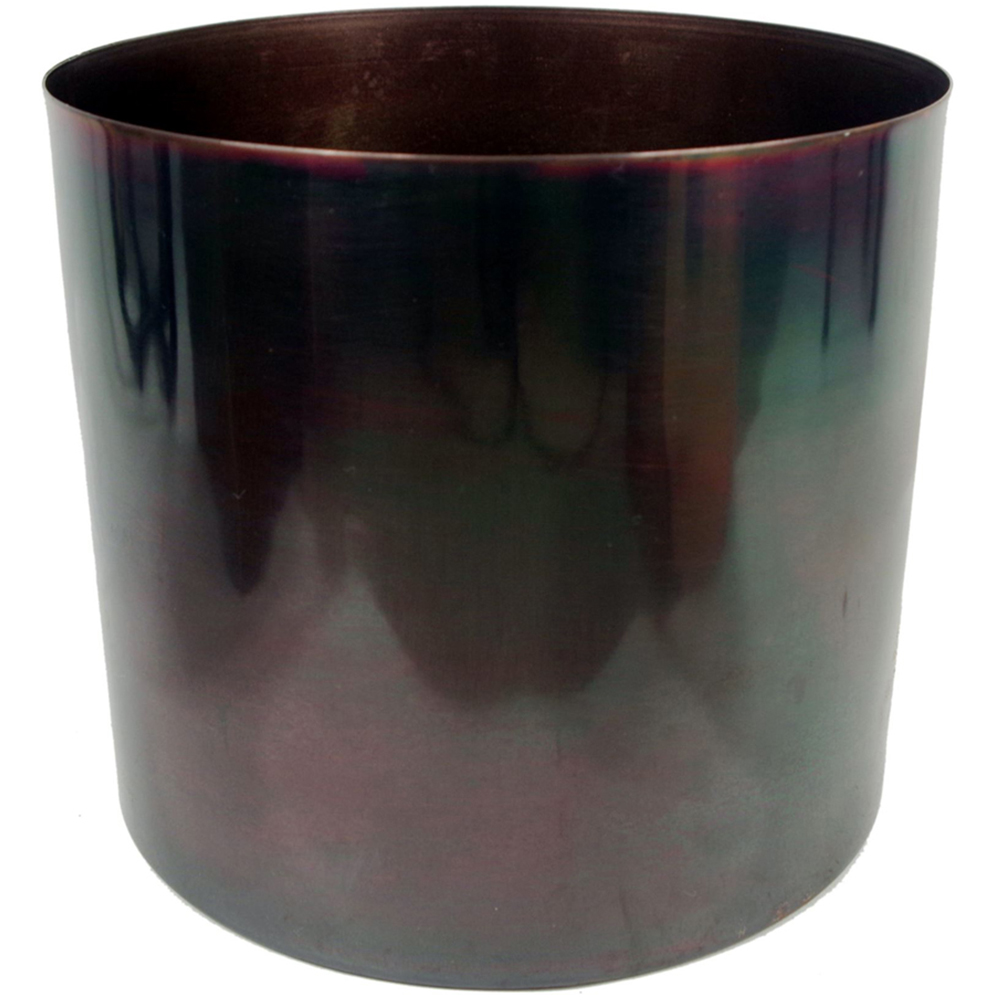 Botanik Leaf Design Black Iridescent Rainbow Metal Planter Stand and Plant Pot Set Image 3