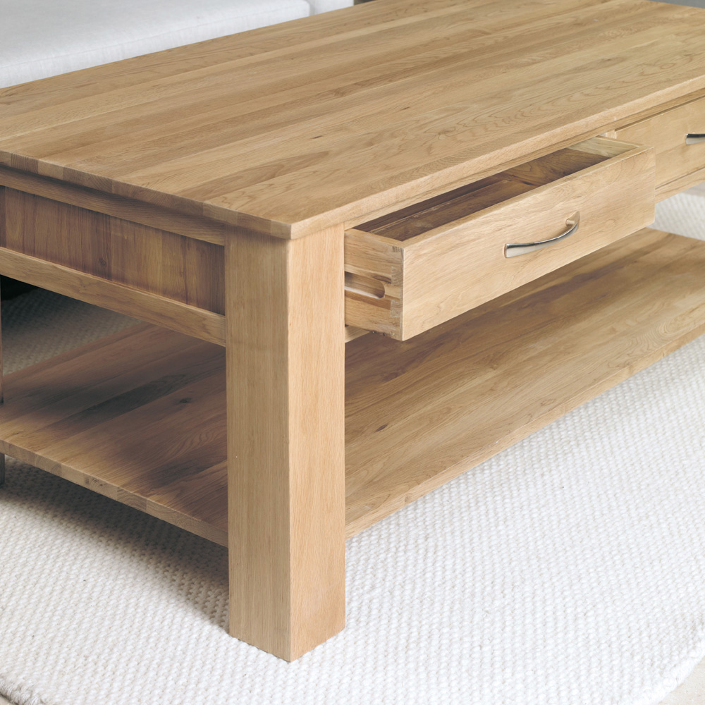 Baumhaus Mobel 4 Drawer Oak Coffee Table Image 2