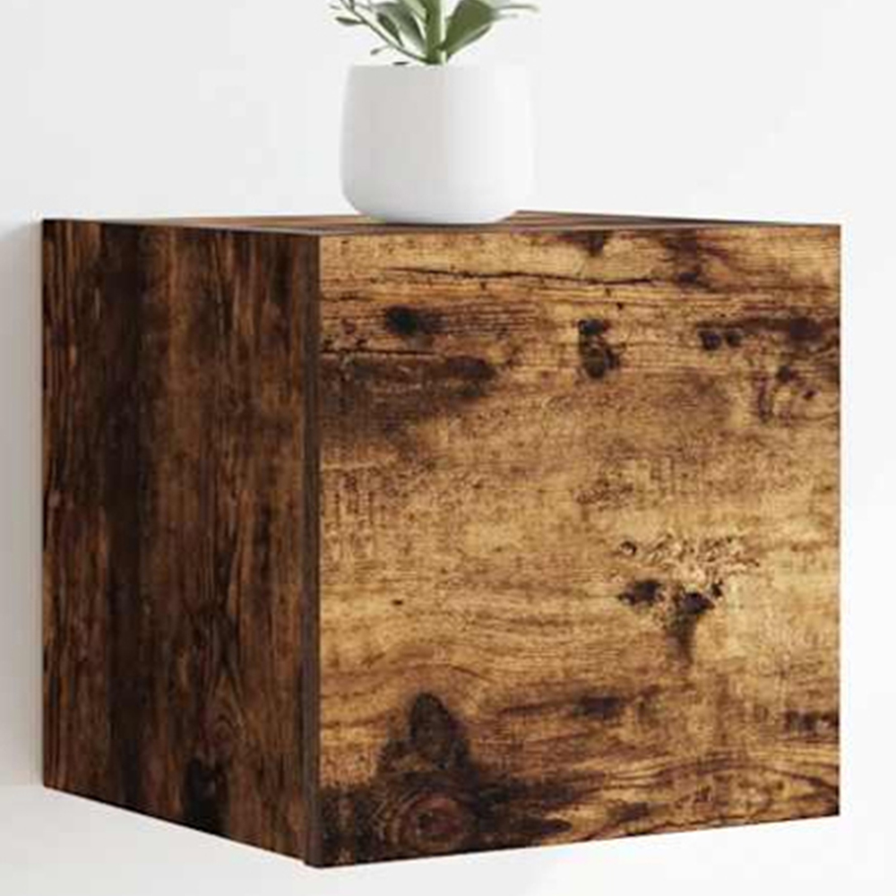 vidaXL Single Door Brown Smoked Oak Wall Mounted TV Cabinet Image 1