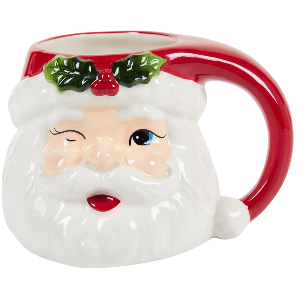 Winking Santa Mug Red and White Image 1