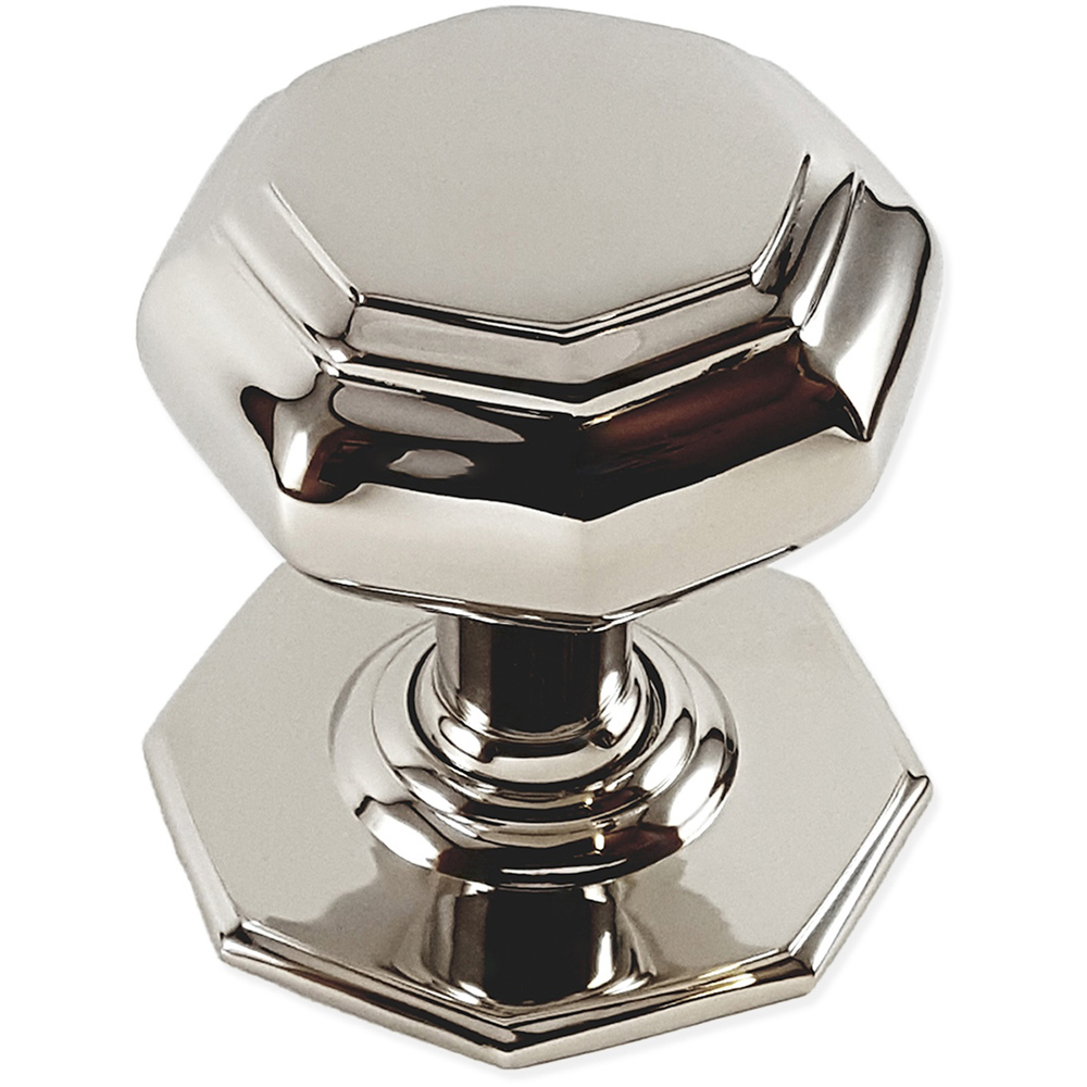 Spira Brass Polished Nickel Octagonal Centre Door Knob Image 3