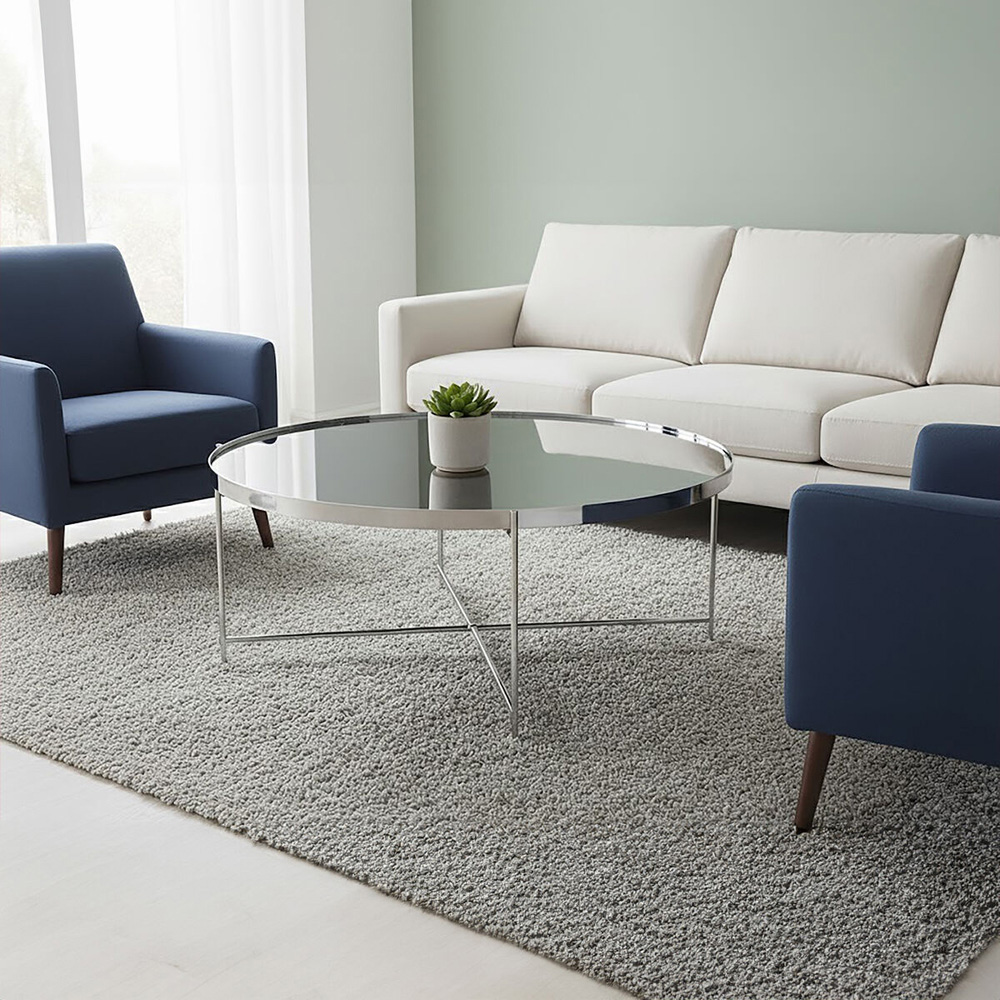 Premier Housewares Allure Silver Coffee Table with Mirrored Top Image 3