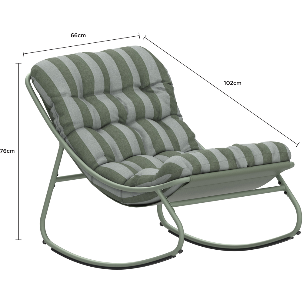 Charles Bentley Porto Green Stripe Olefin Fabric Garden Rocking Chair Image 9