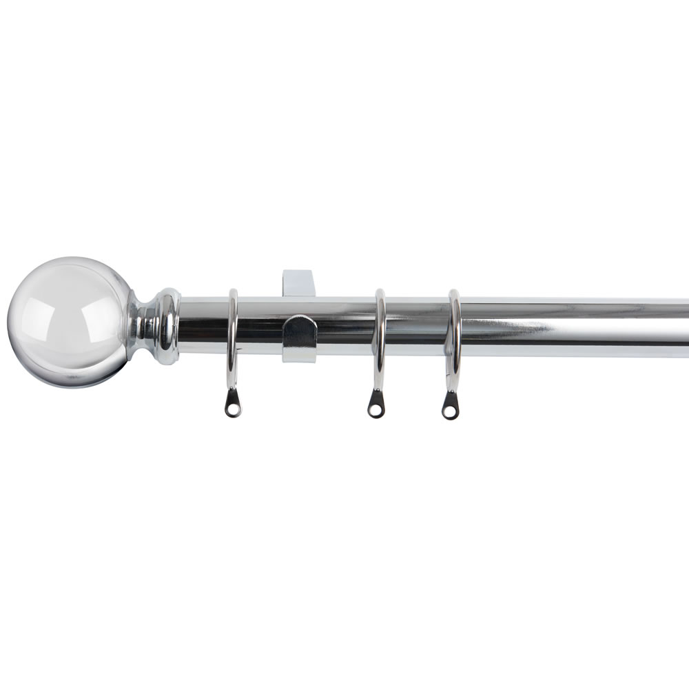 Wilko 120 - 210cm Extendable Chrome Ball Curtain Pole Image 1