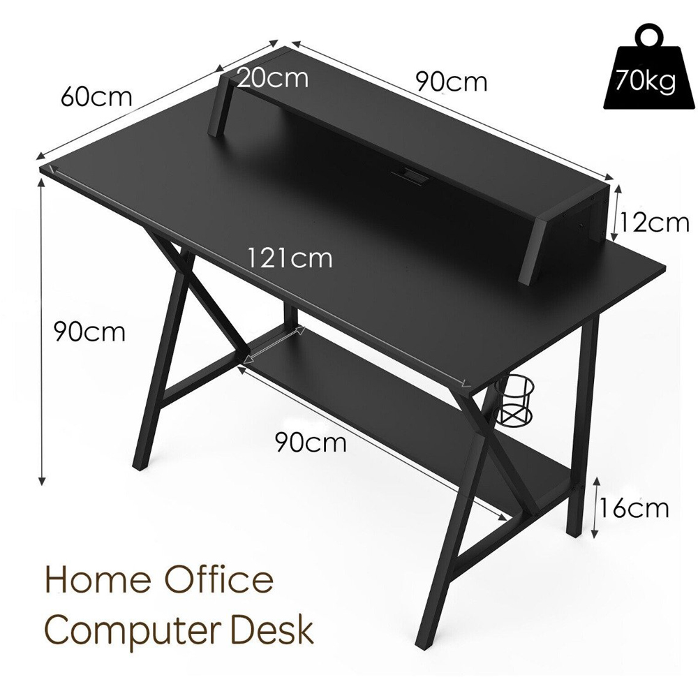 Costway X Shaped Gaming Computer Desk Black Image 8