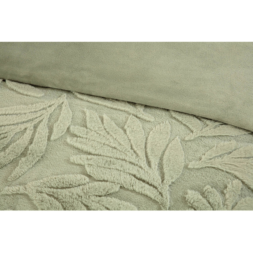 Embossed Leaves Faux Fur Duvet Set Sage King Image 3