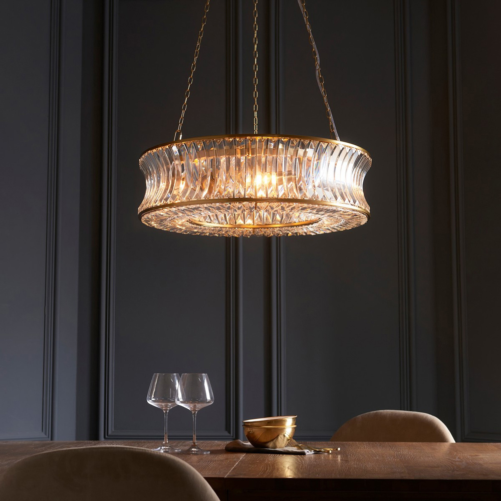 Merano Vittoria Warm Brass Plate Clear Glass Pendant Ceiling Light Image 2