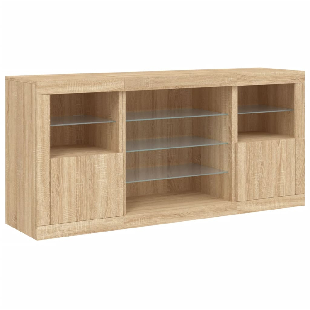 vidaXL 2 Door 8 Shelf Sonoma Oak Sideboard with RGB LED Lights Image 5