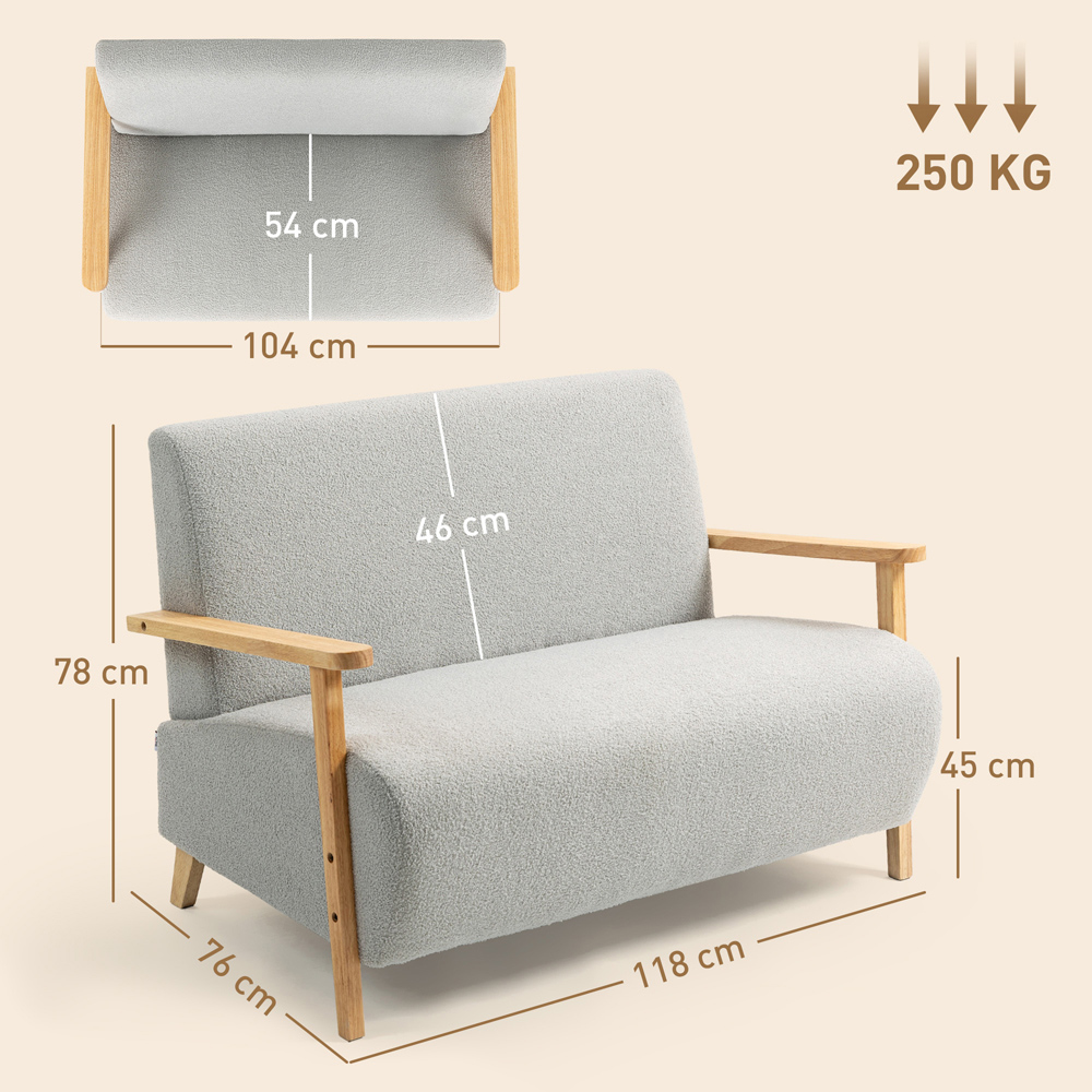 HOMCOM 2 Seater Grey Fabric Sofa Image 9