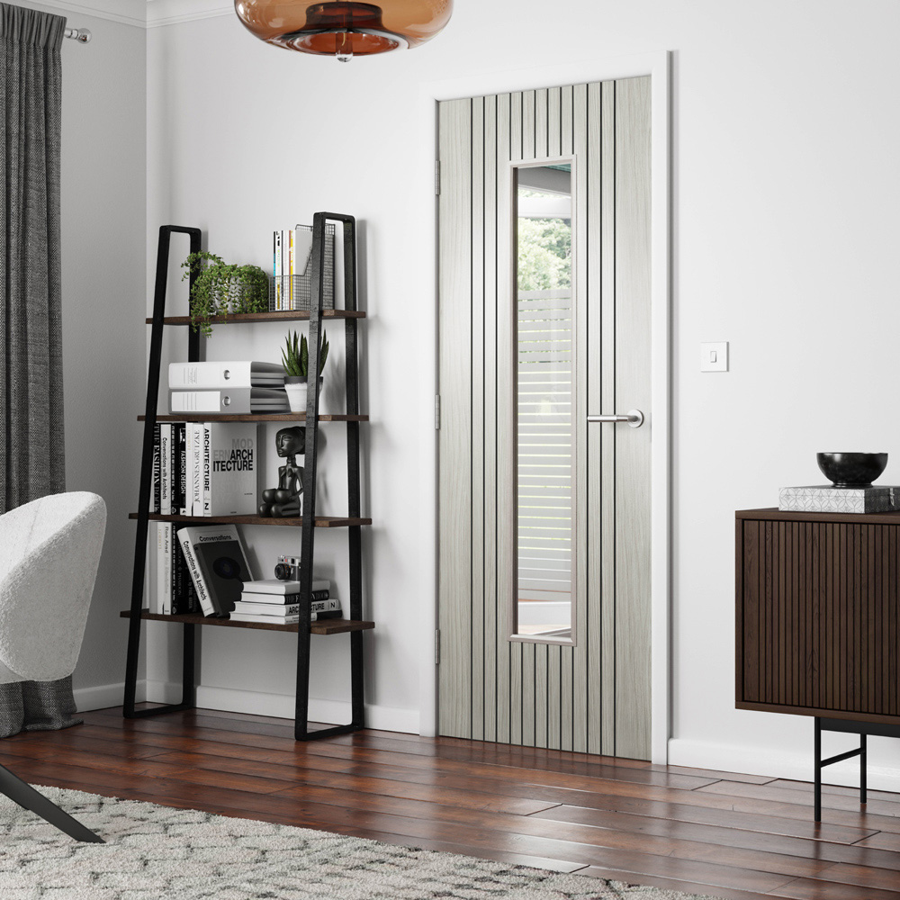 JB Kind Aria Light Grey Glazed Laminated Internal Door 1981 x 838mm Image 2