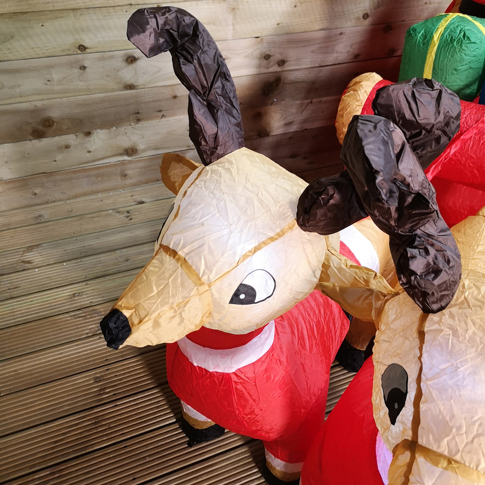 Samuel Alexander Santa Sleigh and Reindeer Light Up Inflatable Christmas Decoration 8ft Image 4
