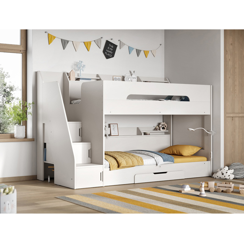 Flair Slick White Staircase Bunk Bed with Storage Image 8