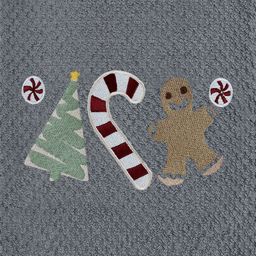 Noel Square Sweet Shop Grey Tea Towel 3 Pack Image 4