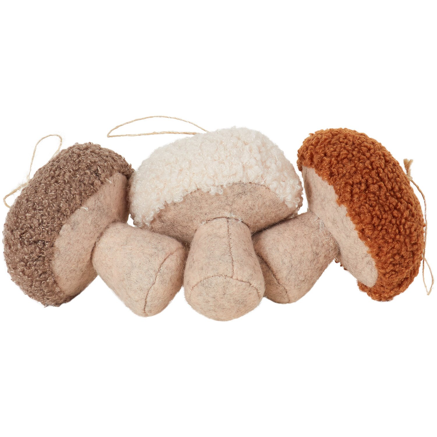Set of 3 Knitted Autumnal Mushrooms - Natural Image 1