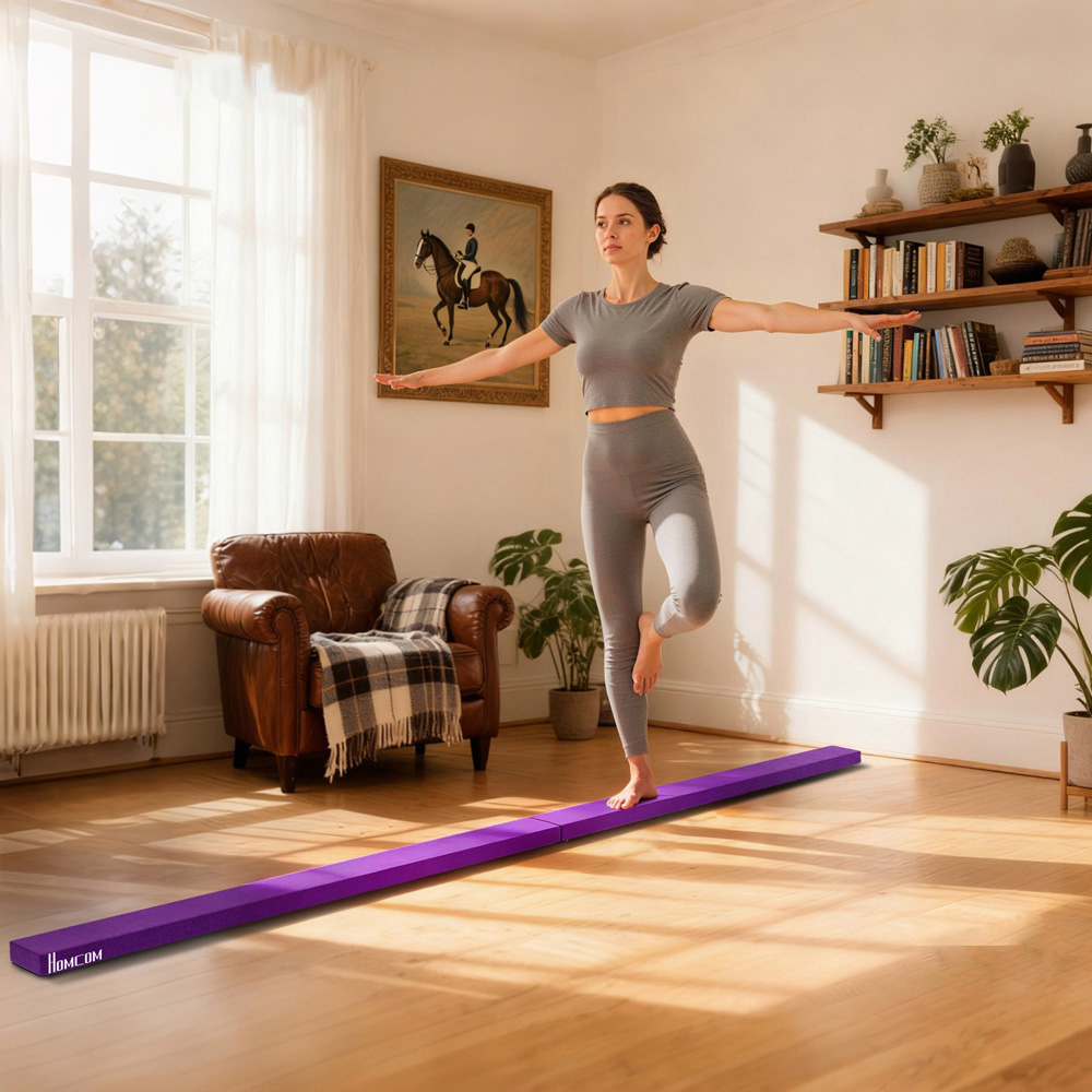 HOMCOM Purple Foldable Gymnastics Balance Beam 240cm Image 2