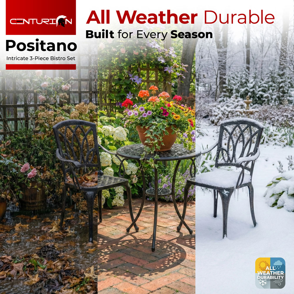 Centurion Supports Positano 2 Seater Black Aluminium Bistro Set with Table Image 6