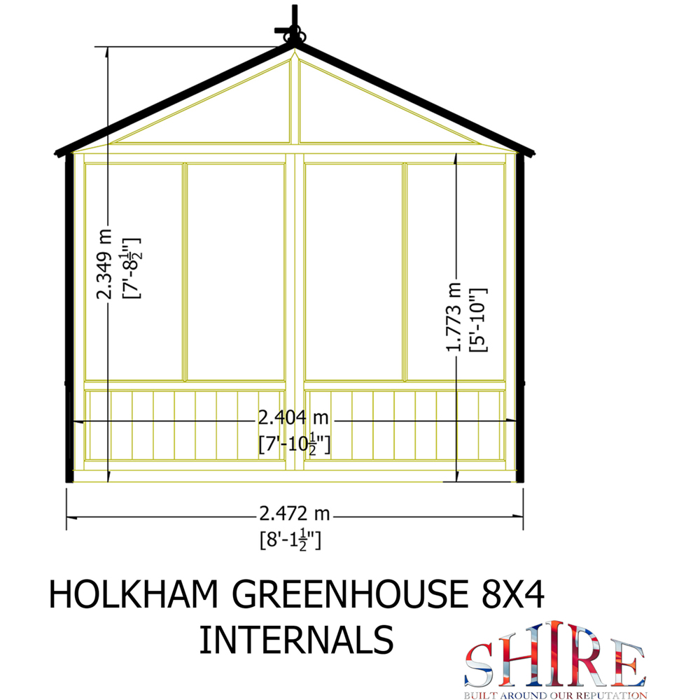 Shire Holkham 8 x 4ft Glazed Toughened Glass Greenhouse Image 8