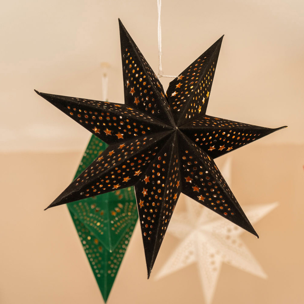 ValueLights Black Velvet Pin Up Plug In Paper Star Light 45cm Image 4