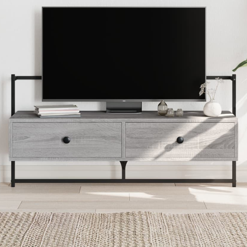 vidaXL 2 Drawer Grey Sonoma Wall Mounted TV Cabinet Image 1