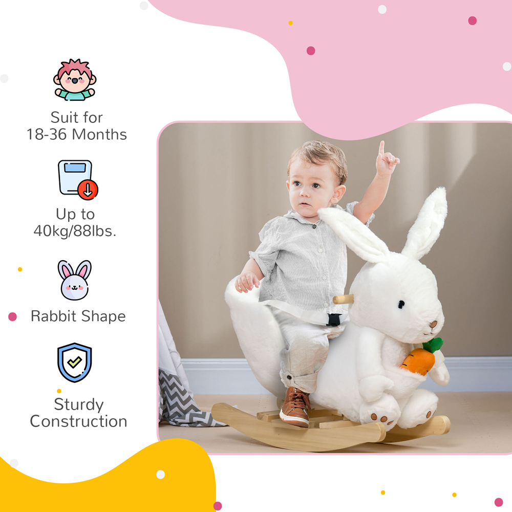 Tommy Toys White Kids Rabbit Shaped Rocking Horse Image 5