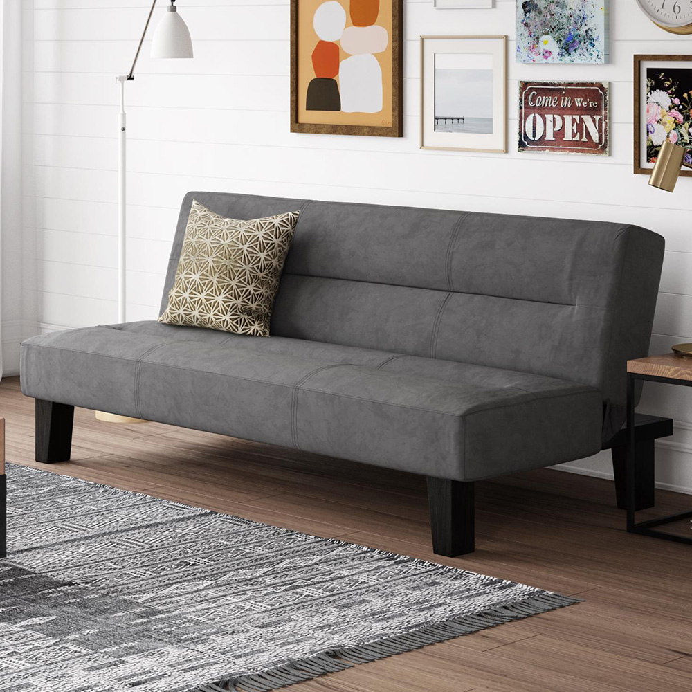 Dorel Kebo 3 Seater Grey Velvet Futon Sofa Bed Image 1