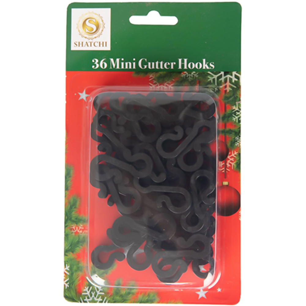 Shatchi Mini Black Outdoor Gutter Hooks 36 Pack Image 1