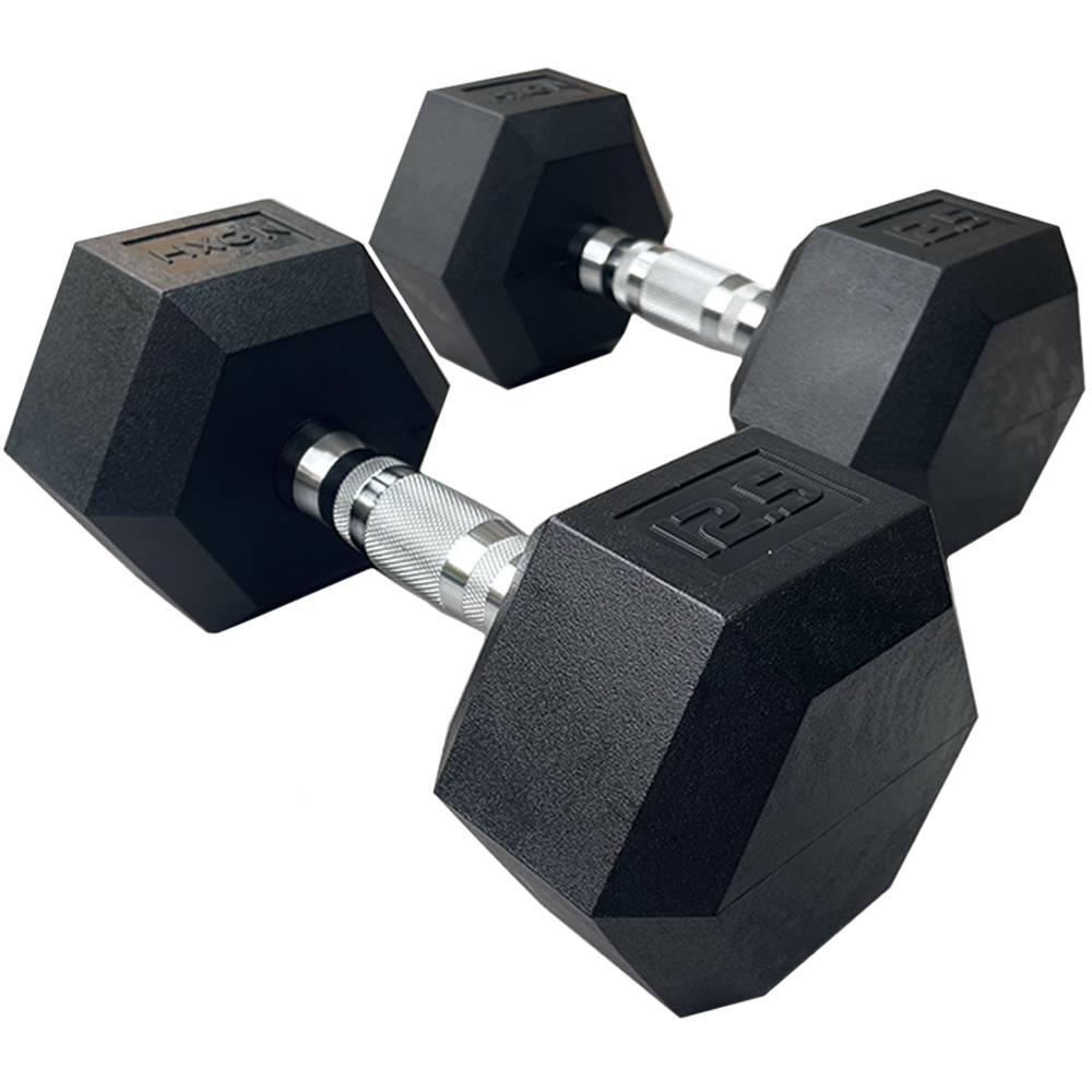 HXGN Pro Hex Black Dumbbell 12.5kg 2 Pack Image 1