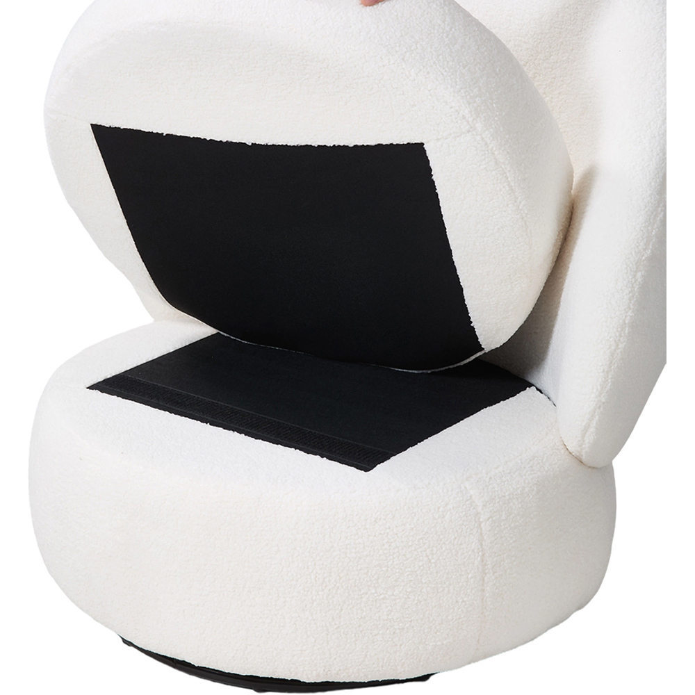 Living and Home White Sherpa Fleece Rounded Design Padded Swivel Accent Chair Image 5