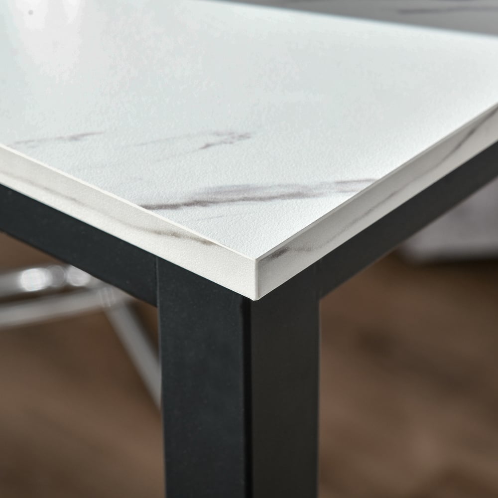 Portland 2 Seater Marble Dining Effect Table White and Black Image 3